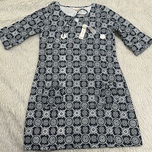 One society blue floral summer beach dress size small new